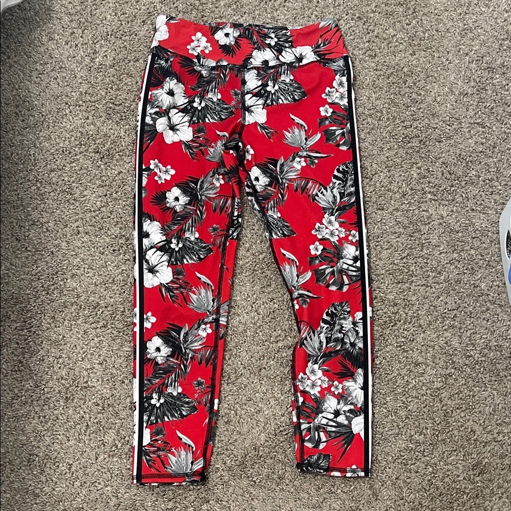 Women's Floral Red Leggings